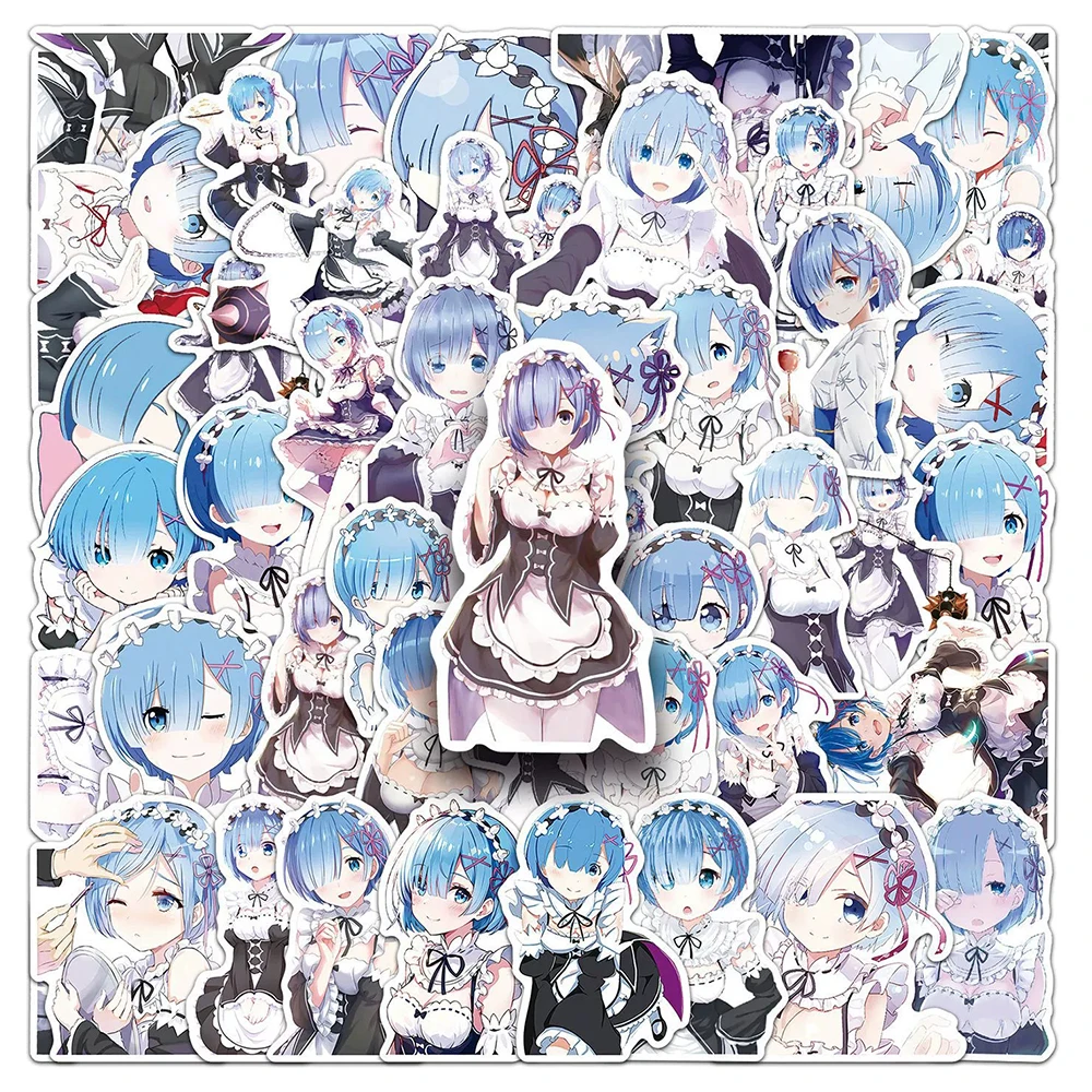 10/30/51 قطعة أنيمي إعادة: الحياة في عالم مختلف من الصفر ملصقات ريم الكرتون ملصق الهاتف المحمول الغيتار سيارة سكيت الشارات