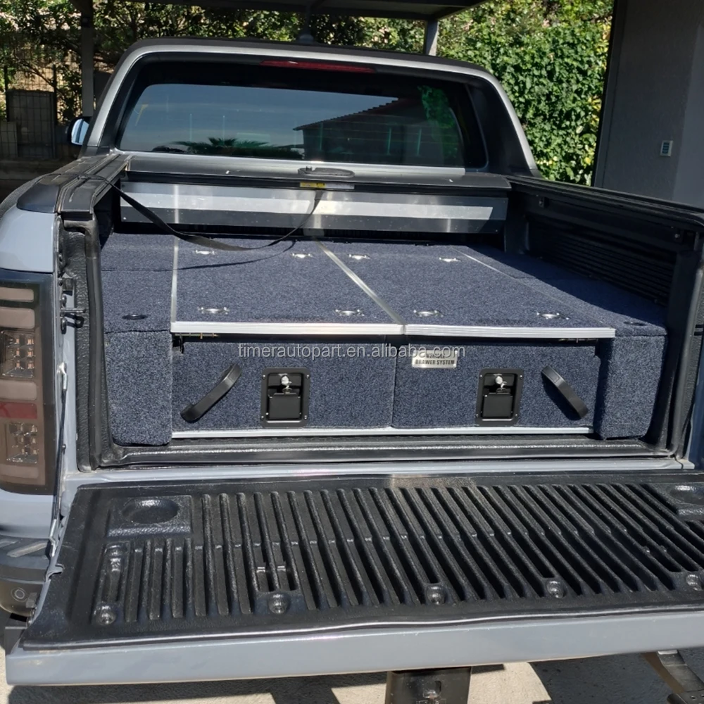 Trunk Bed High-capacity Cargo Storage Solution 2 Fridge Sliders Twin Drawer System with Universal wings