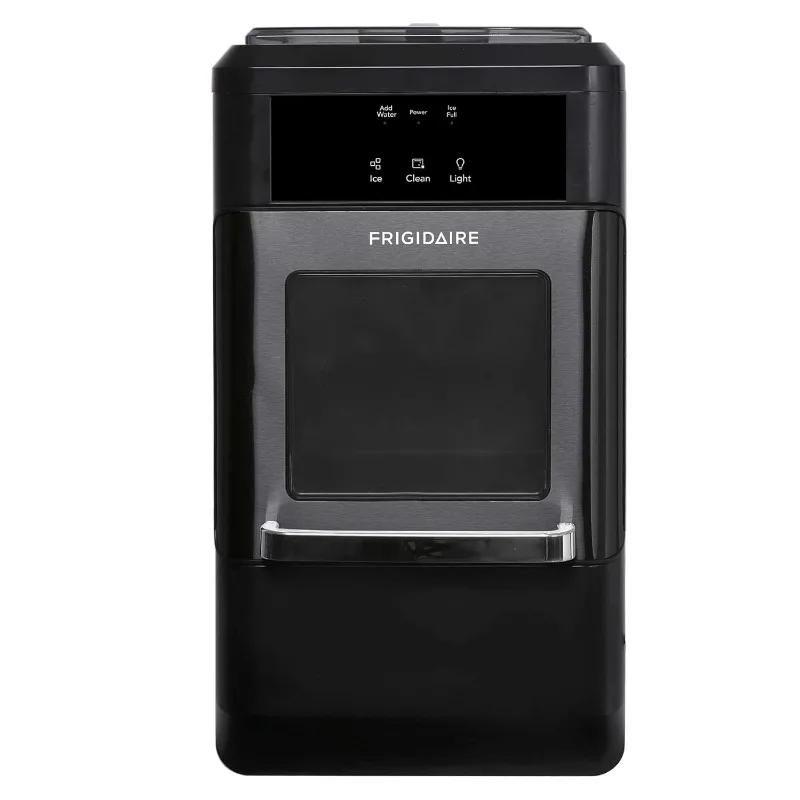 Frigidaire EFIC237 조리대, 바삭 바삭한 씹을 수 있는 너깃 아이스 메이커, 하루 44lbs, 자동 셀프 클리닝, 블랙 스테인레스