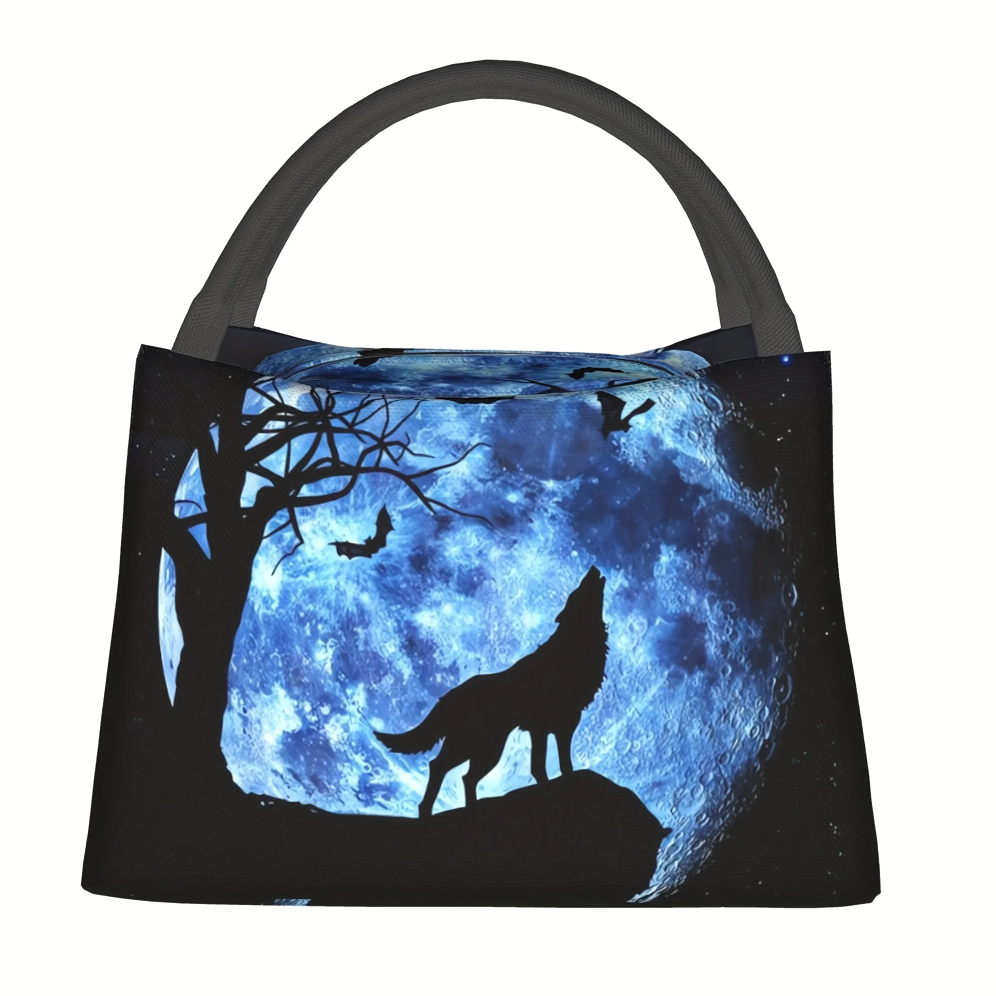 قطعة واحدة من نمط الذئب تحت القمر، حقيبة مبردة محمولة وقابلة لإعادة الاستخدام، حقيبة غداء معزولة، يجب اقتناؤها للتخييم على الشواطئ