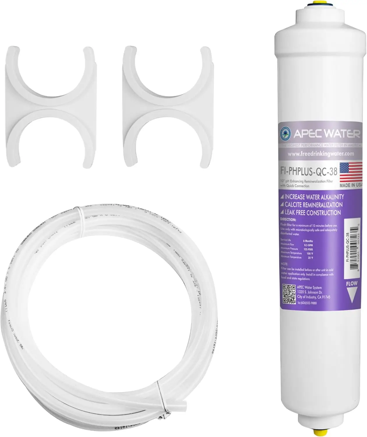 

Alkaline pH+ Calcium Carbonate Inline Water Filter Kit with Quick Connect for RO Systems