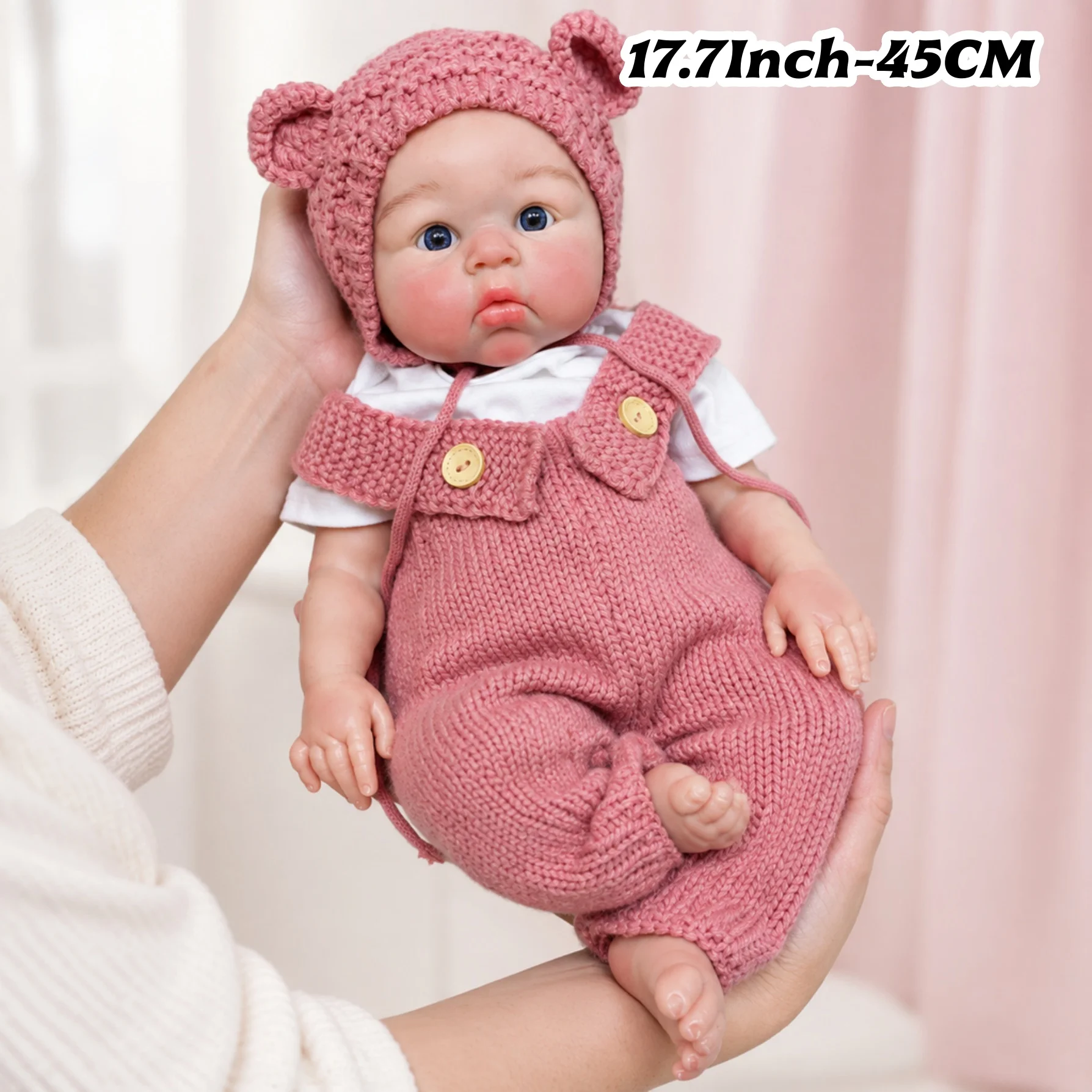 Open Eyes 45CM Silicone Doll Painted Skin New Design Open Mouth Ultra-Soft reborn de silicona doll Ideal As Christmas Gift