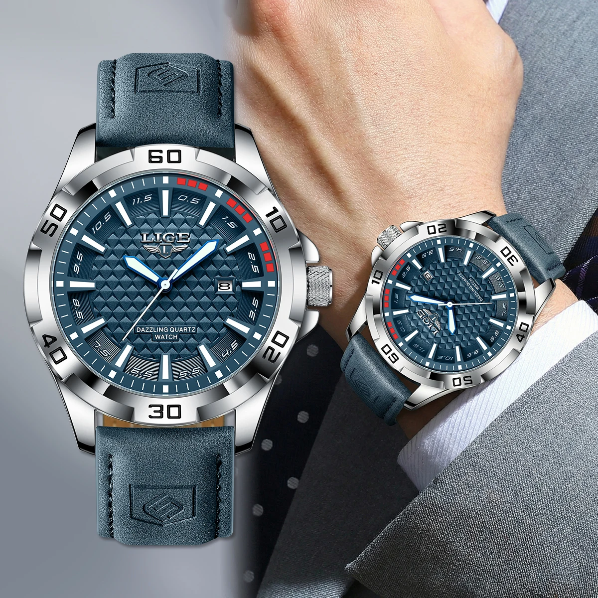 LIGE 2026 mens wristwatch fashion luxury men sports watches classic waterproof quartz simple business calendar luminous reloj