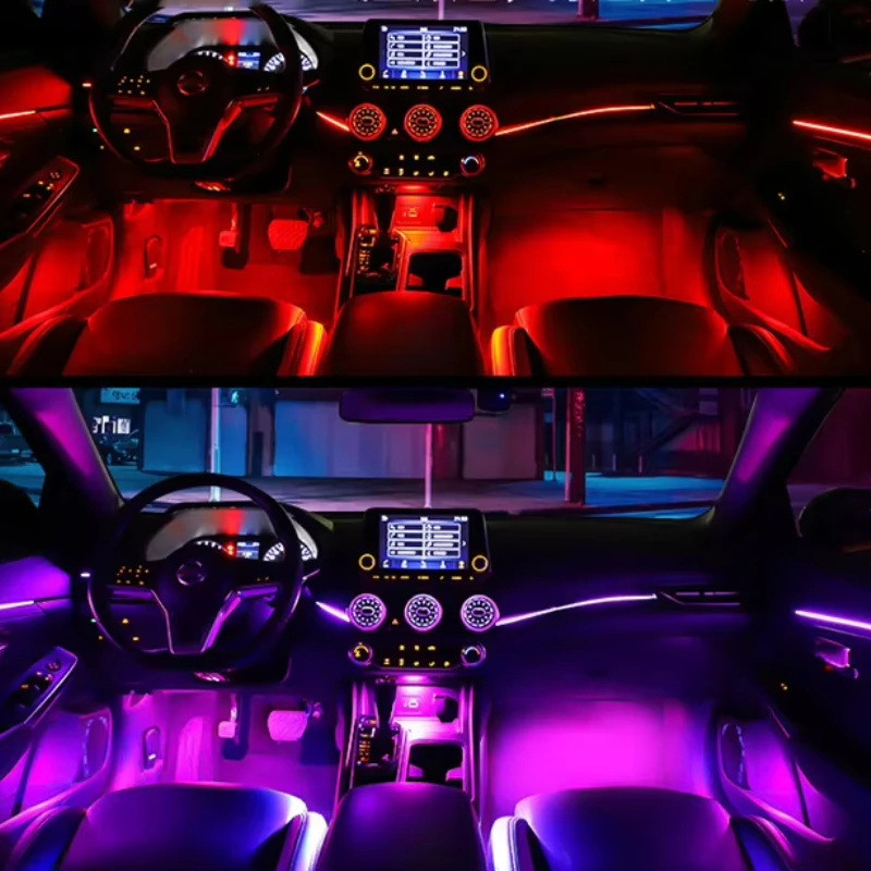 Wireless Ambient Light Hidden Acrylic Color Voice-activated Star 64 Color Car Ambient Light Emitting Diode Light Bar