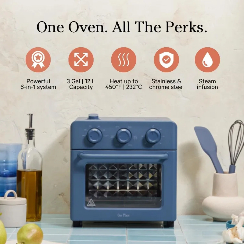 POPULAR.Wonder Oven 6 في 1 مقلاة هوائية وفرن محمصة مع ضخ بخار مدمج، صديق للكونترتوب، تسخين سريع