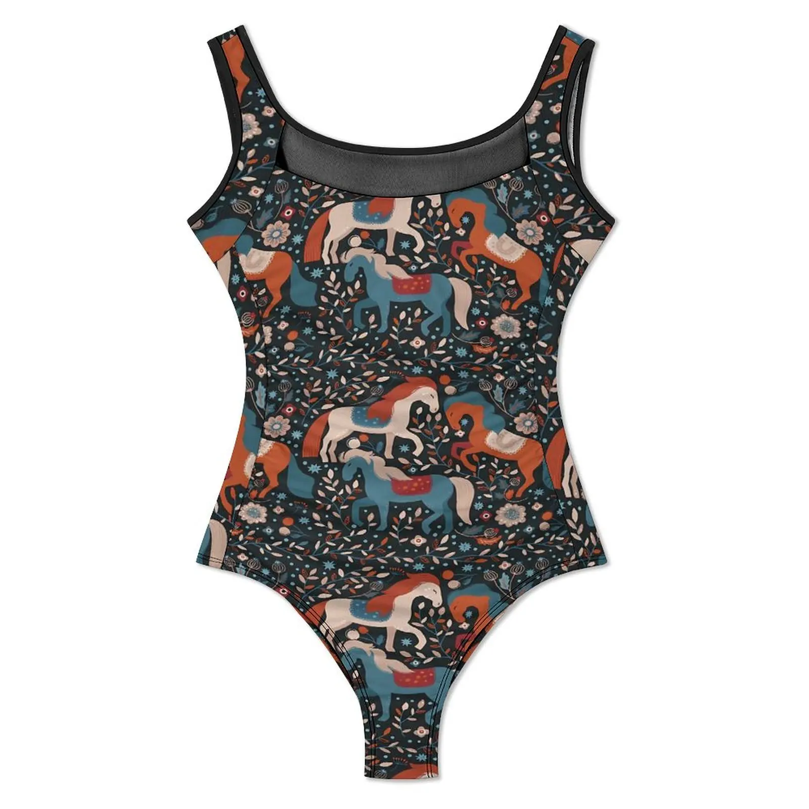 Nordic Horse Swimsuit Sexy Vintage Animal One Piece Swimwear Push Up Swimsuits Retro Sport Monokini