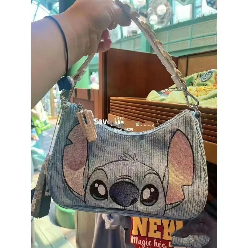 Disney Stitch Shoulder Bag Handbag Cartoon Corduroy Underarm Bag Women Anime Small Clutch Crossbody Bags Jeans Bag Girls Gift