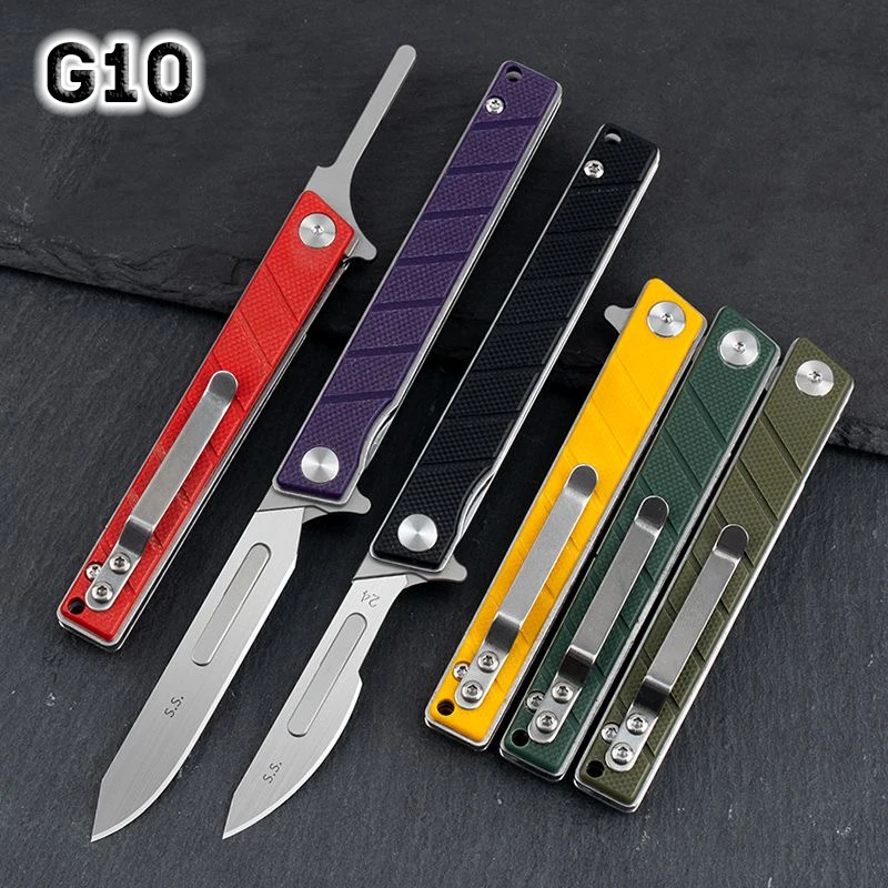 Gglass Fiber Folding Knife Utility Pocket Knife Adequado para Uma Variedade de Lâmina com Tala Traseira Auto Camping Defesa Edc para G10