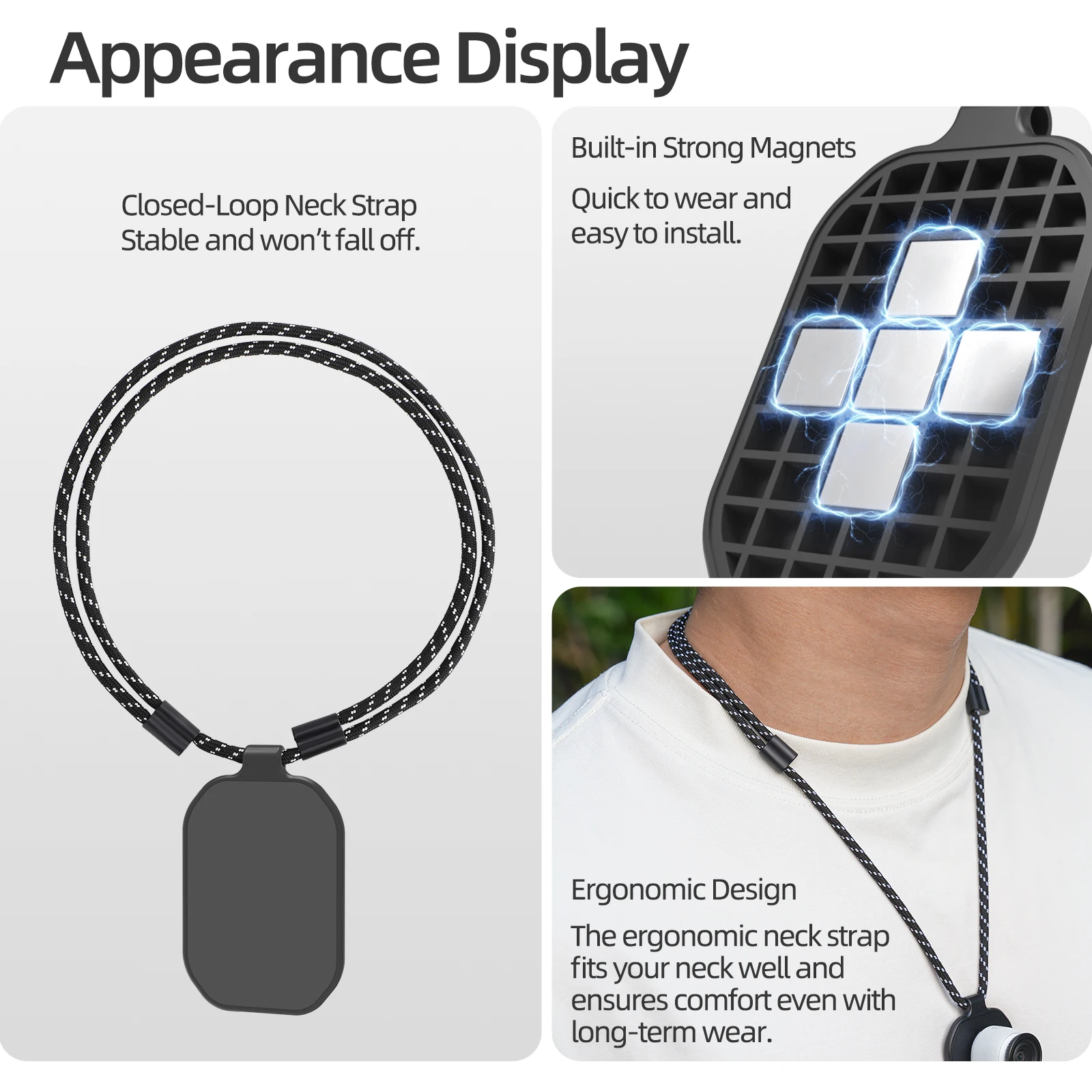 

for DJI OSMO Nano Magnetic Neck Strap for Insta360 GO 3/3S First-Person Shooting for Insta360 Mic AIR Microphone Accessory