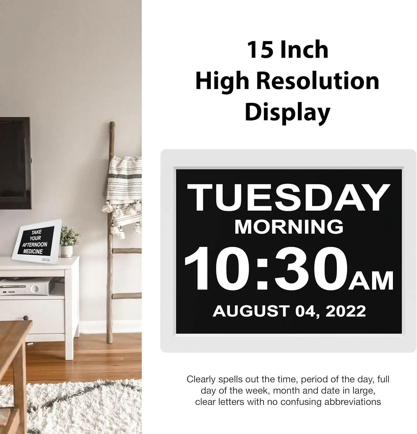 ساعة رقمية كبيرة للخرف 2024 جديدة لكبار السن، ساعة رقمية كبيرة، منبه مخصصة، ساعة مع يوم وتاريخ