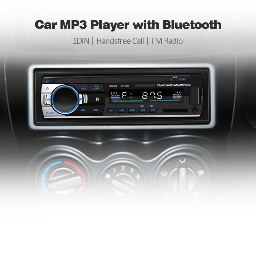 1DIN Universal Car Mp3 Autoradio Auto Stereo Player with BT FM Radio USB SD AUX