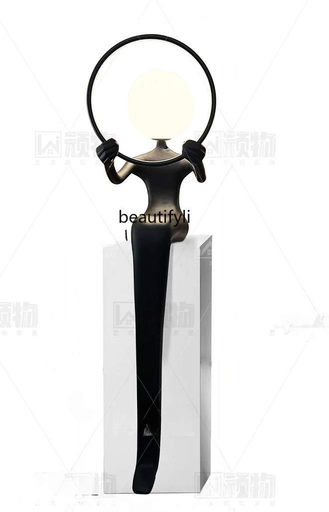 

Welcome Figure Sculpture Floor Lamp Abstract Humanoid Home Exhibition Hall Sales Department Soft Decoration Art Large Ornaments