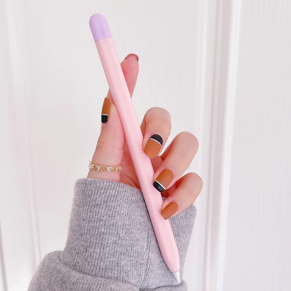 Cor Contraste Laranja Pen Case, Material Suave, Carregamento Sem Obstáculo, Proteção Tudo Incluído, Colorido, Multicolor, Azul Claro