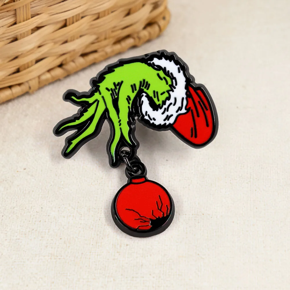 Weihnachtsfilm-Emaille-Pins Lustige Grüne Flauschige Monster-Broschen Dekorative Abzeichen Anstecknadeln Rucksack-Accessoires Fan-Geschenke – Detail 7