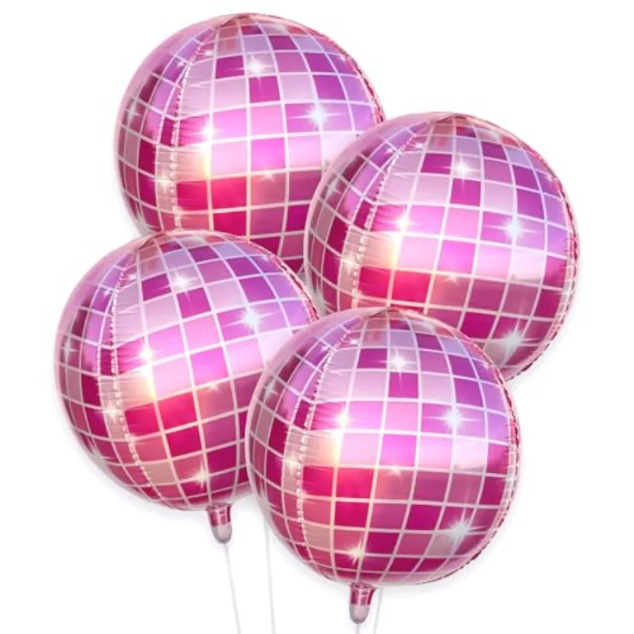 핑크 디스코 볼 풍선 카우걸 생일 파티 장식 라스트 디스코 처녀 파티 용품 4D 디스코 풍선 세트 4개
