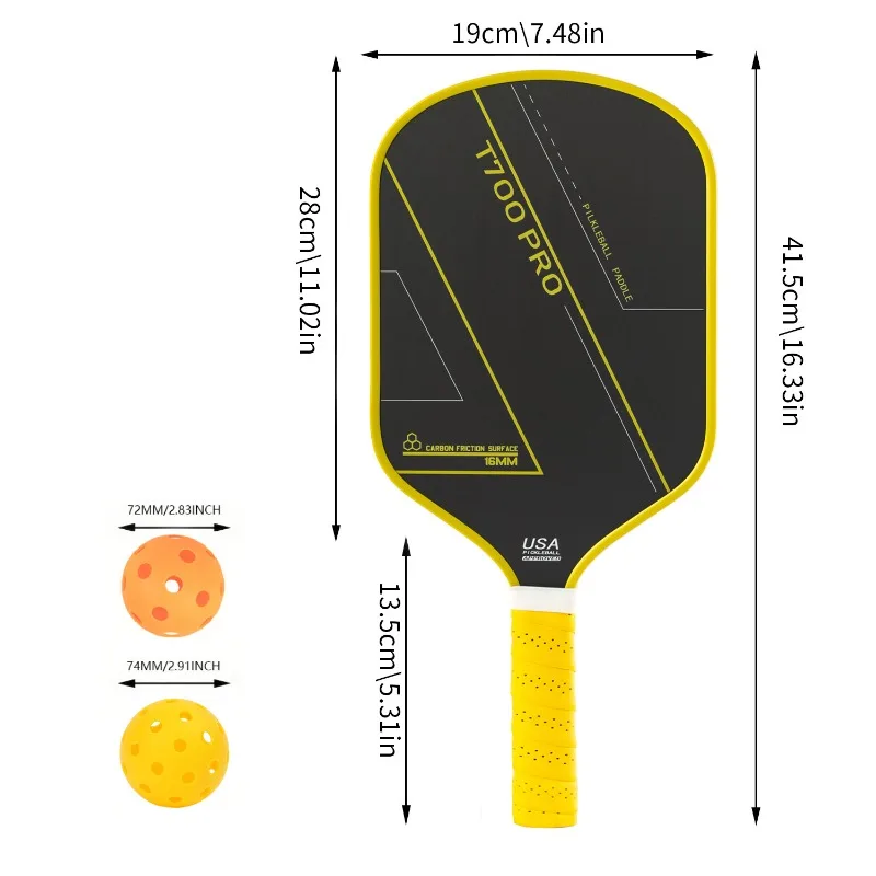 ZOCO Pickleball المجاذيف ألياف الكربون T700 مضرب كرة المخلل القماش الملمس الخام ماتي المنافسة حقيبة التخزين مجموعة USAPA المعتمدة