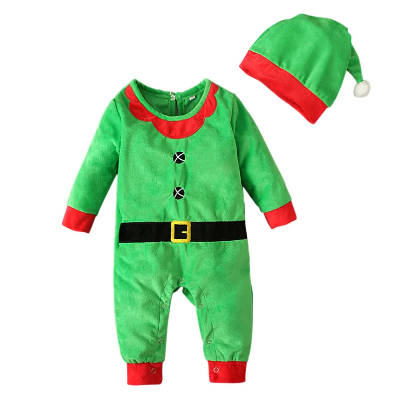 Unisex Langarm-Kleinkind-Weihnachtselfen-Outfit Säuglings-Weihnachts-Fleece-Strampler Neugeborenen-Weihnachtsmann-Kostüm – Detail 6