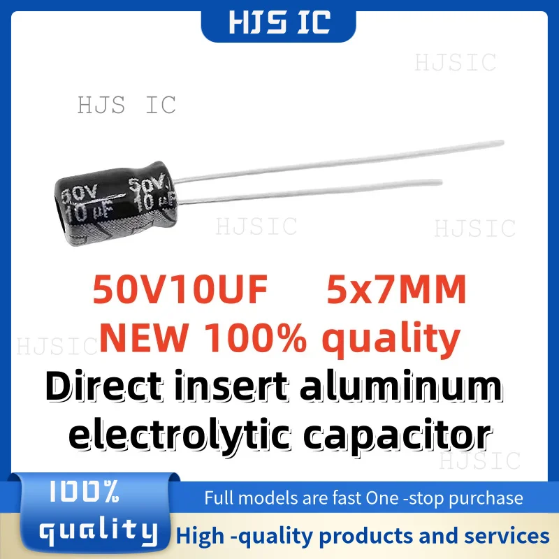 30-50-100PCS NEW 100% quality 50V10UF 5x7MM 10uf 50v 5*7mm 10μF 50v 5X7MM Direct insert aluminum electrolytic capacitor
