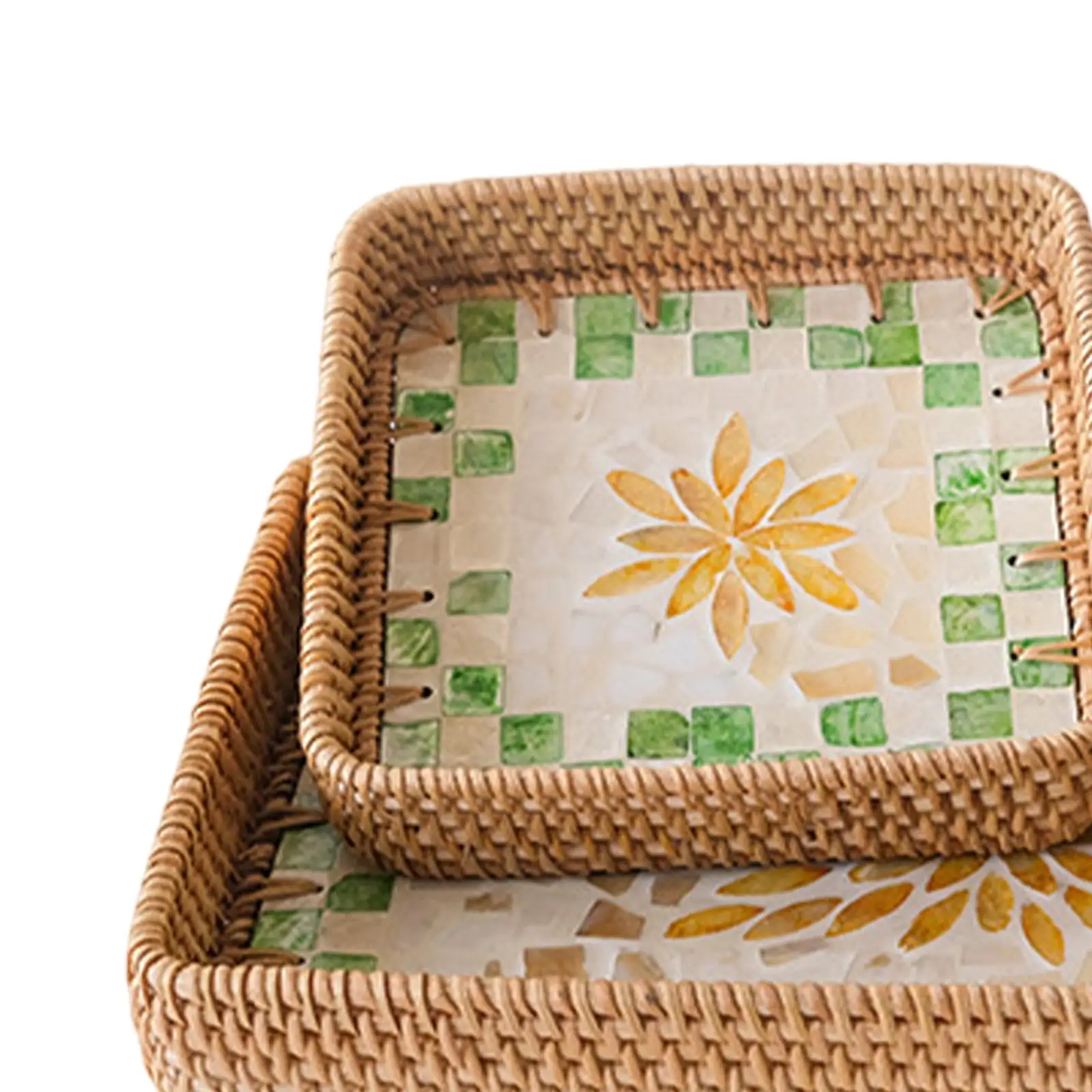 3 Pieces Woven Rattan Basket Fruit Bowl Holder Multipurpose Bread Basket for Kitchen Table Centerpiece Home Pantry Coffee Table