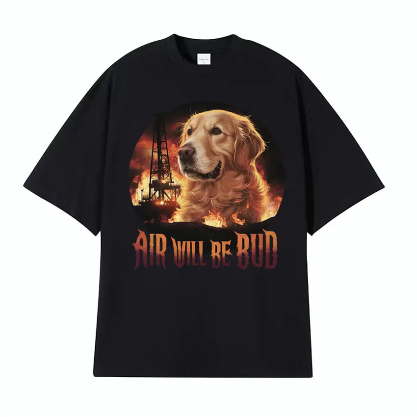 Air Will Be Bud Meme T Shirt Funny Dog Golden Retriever Graphic T Shirts Men Women's Fashion Vintage Cotton Short Sleeve T-shirt