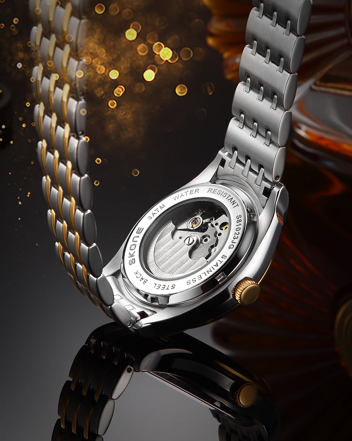 SKONE New high-end hollowed out men's business waterproof night light fashion trend fully automatic mechanical watch