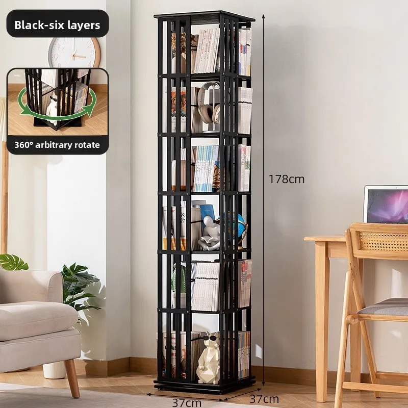

Rotating bookshelf Bookcase Floor to wall Shelf Children's simple storage rack Toy cabinet Display cabinet Simple multi-layer