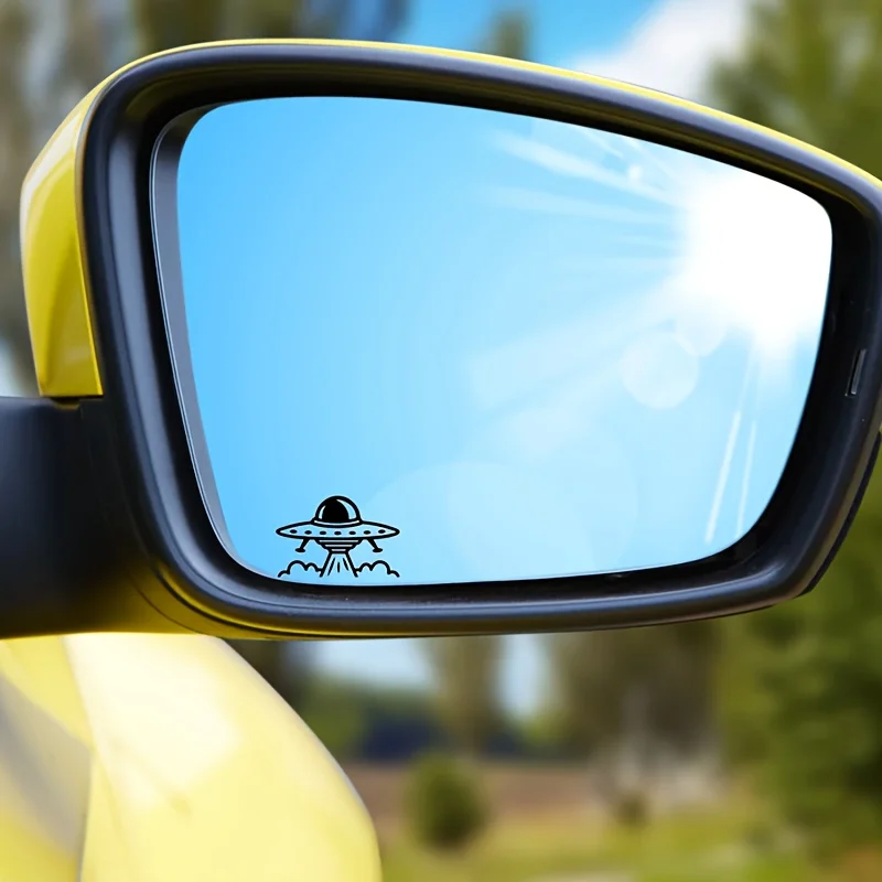 UFO Alien Waterproof Vinyl Stickers Funny Sci-Fi Decals for Car Rearview Mirror Window Bumper Decor Accessories