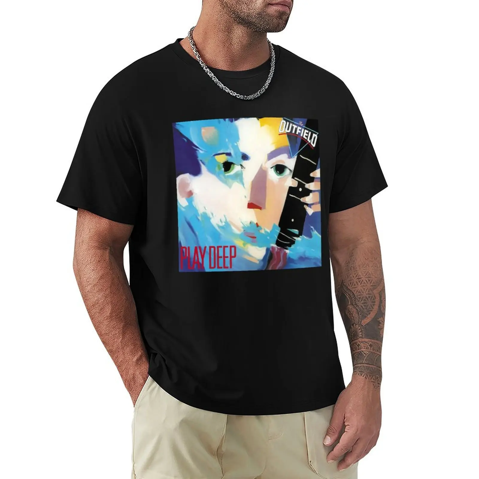 Camiseta de moda The Outfield Play Deep Tee, camiseta ligera de talla grande