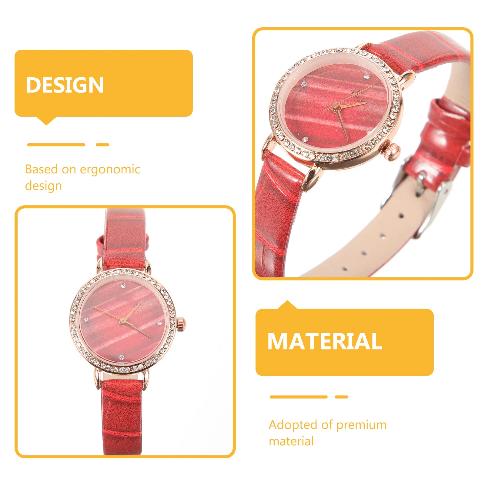1Set Stylish Woman Quartz Watch Ergonomic Design Comfortable PU Strap Elegant Wristwatch Clear Time Display Gift for Her