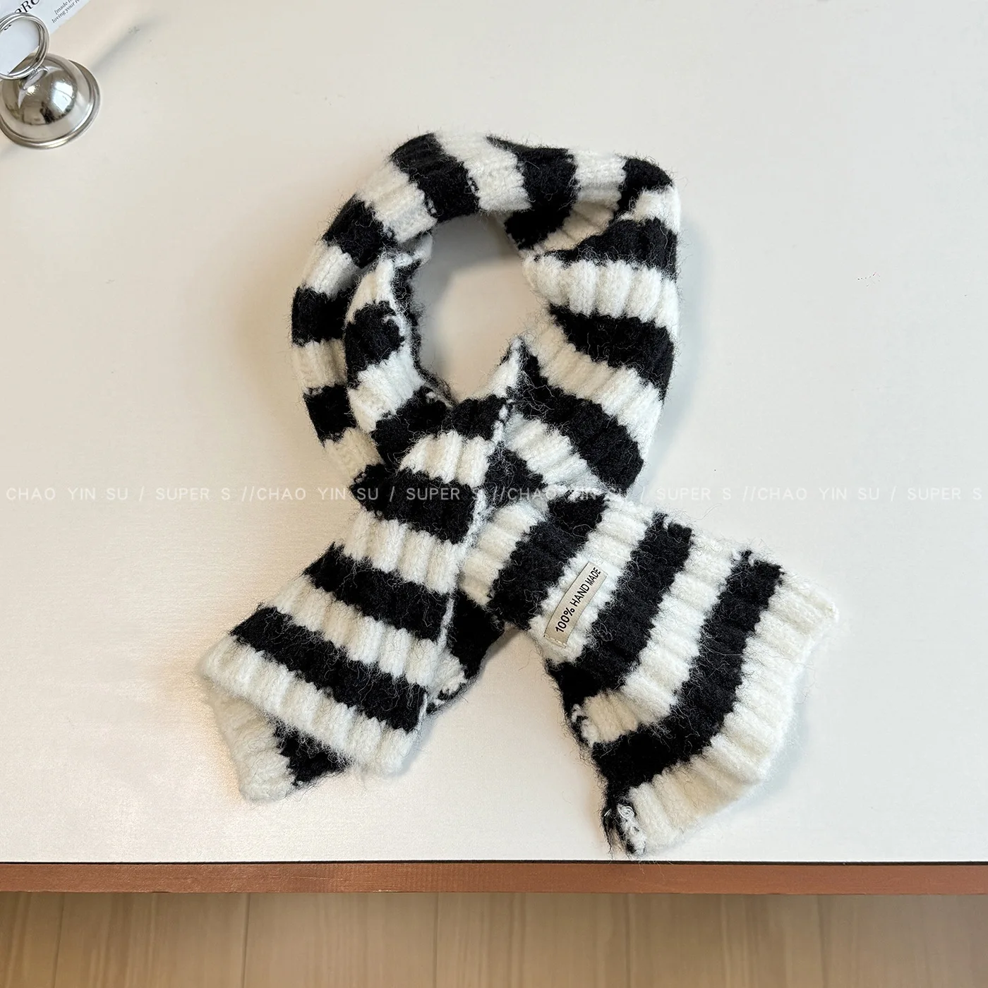 Korean Style Ins Stripe Faux Cashmere Long Strip Color Matching Scarf for Women 2025 New Design Sense Versatile Warm Neck Scarf