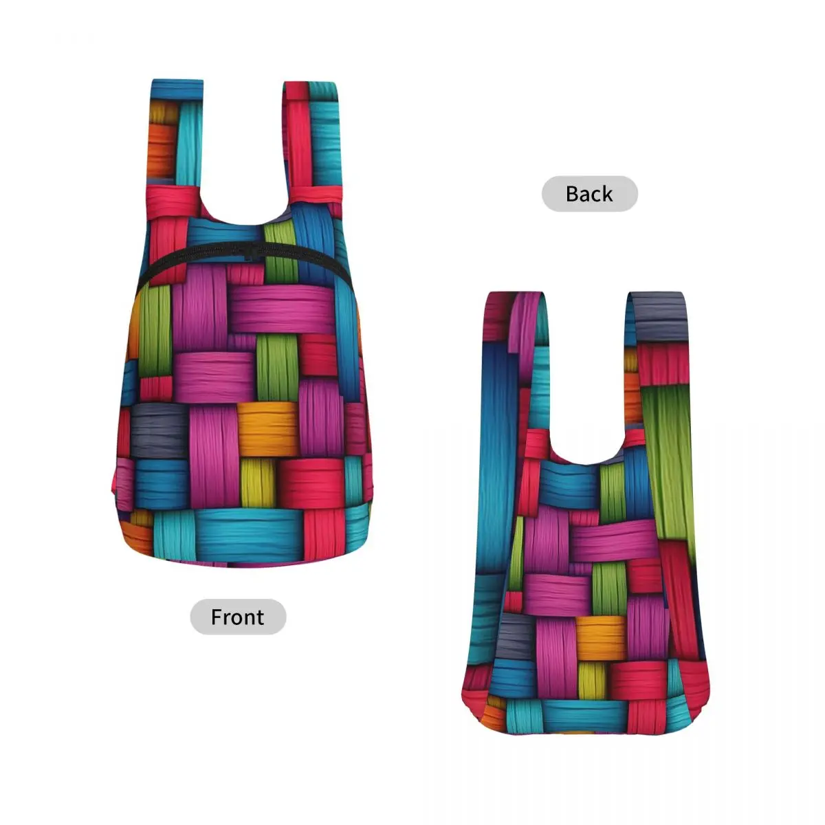 Multicolored Woven Wood Texture Seamless Backpack Student Storage BookBag Children School Bag Computer Shoulder Bags Men Women