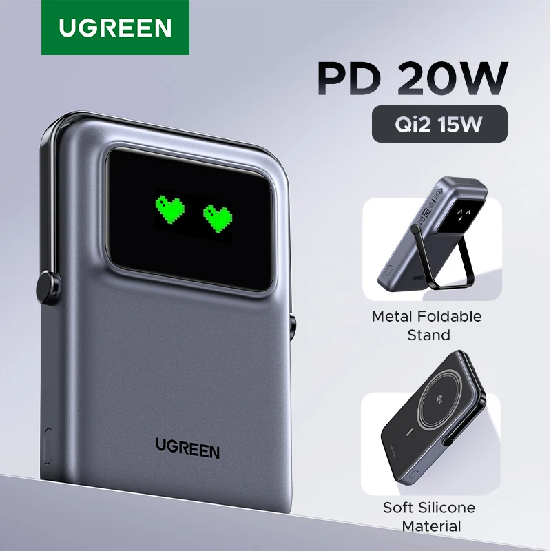 UGREEN Uno 20 Вт Qi2 10000 мАч Power Bank Магнитный портативный беспроводной быстрая зарядка PowerBank для MagSafe для iPhone 16 Pro Max