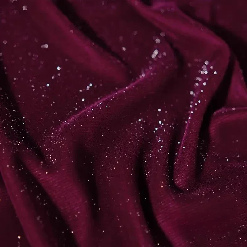 Tessuto di velluto stellato di seta brillante Tessuto per abbigliamento con gonna cheongsam per abito formale da cucito lucido e scintillante in morbida seta argentata