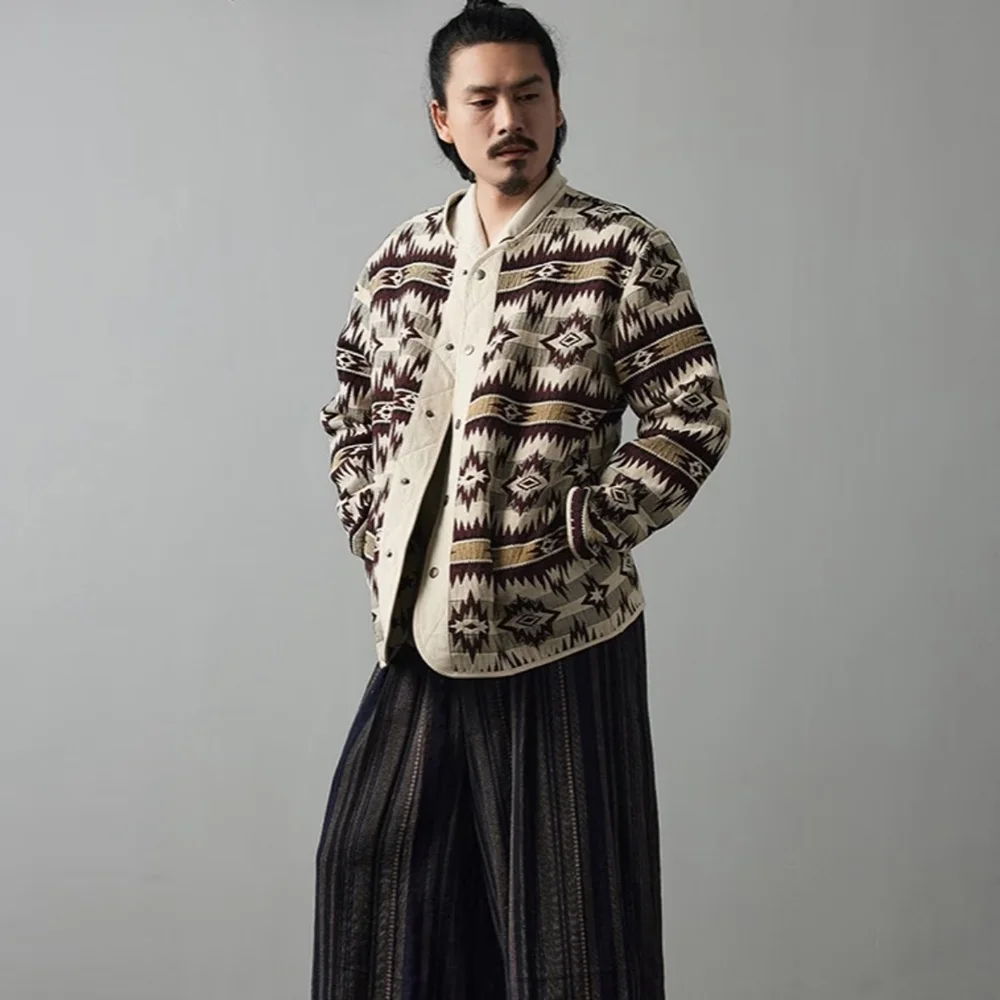 Autumn And Winter New Jacket American Retro Indian Pattern Flight Jacket Casual Versatile Loose Thick Washed
