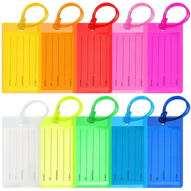 PVC Fluorescent Colorful Luggage Tag Holder Boarding Pass Travel Tag Card Cover Aircraft Anti Loss Hang Tags