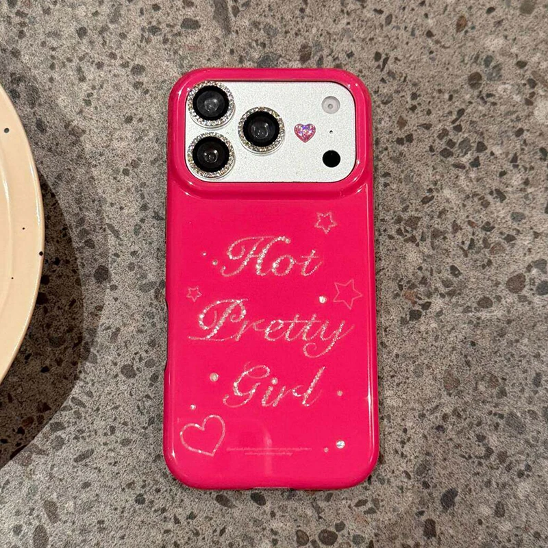 

Fashion Rose Bling Glitter Hot Pretty Girl Phone Case For iPhone 17 Pro Max 16 15 Shockproof IMD TPU Back Cover