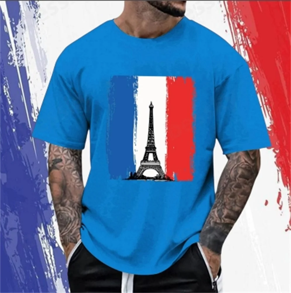 

Men's European Cup France flag printed T-shirt casual shirt