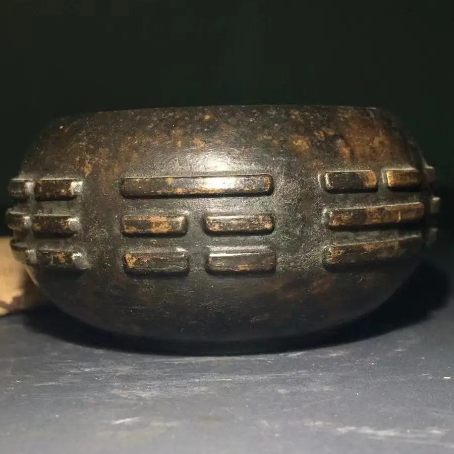 Vintage Pure Copper Seven Star Incense Burner Bagua Design Old Collection Art Piece
