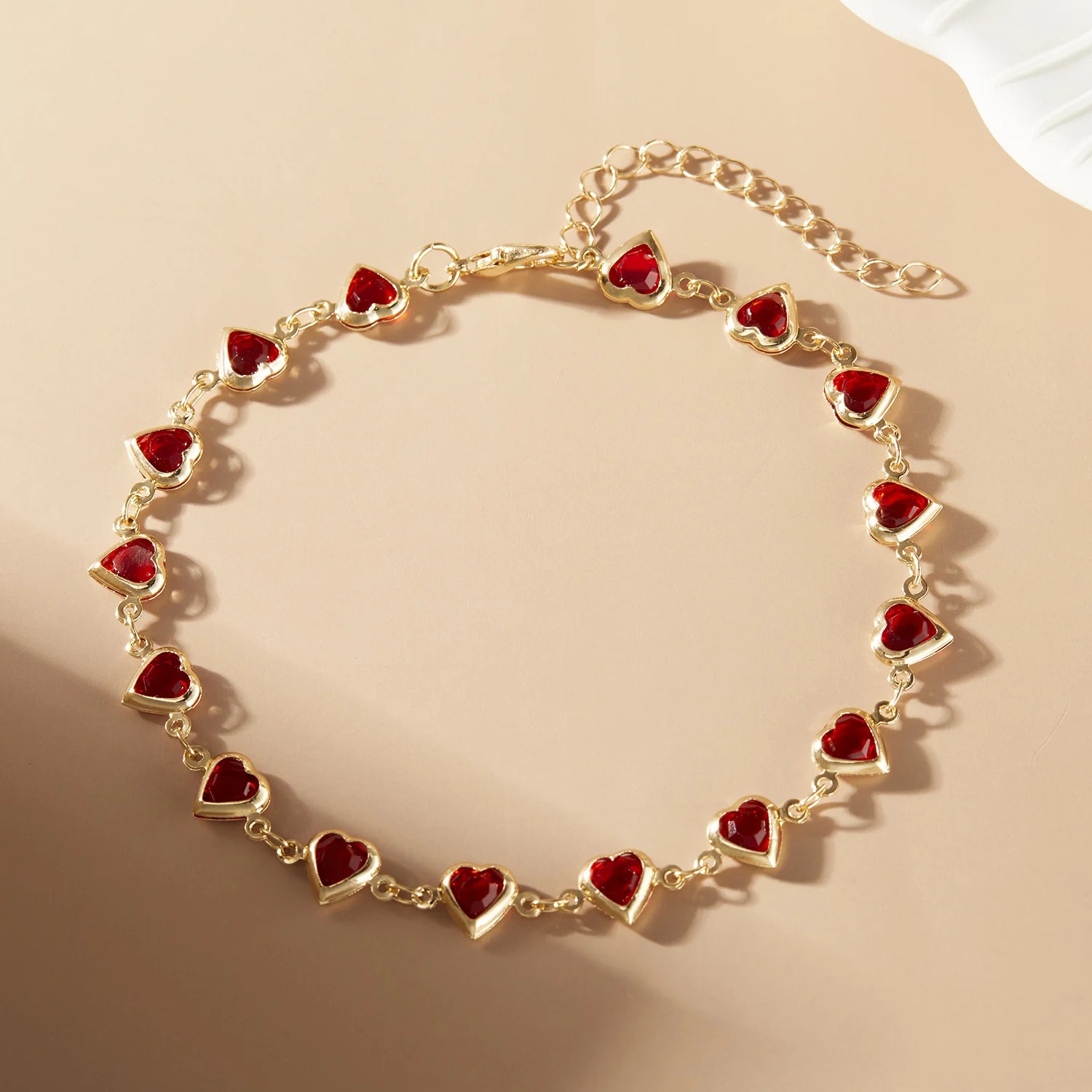 Tornozeleira Feminina de Coração de Cristal Vermelho, Estilo Vintage Boêmia, com Pingentes de Cereja, Joia para Pés e Pernas, para Sandálias de Praia, Presentes