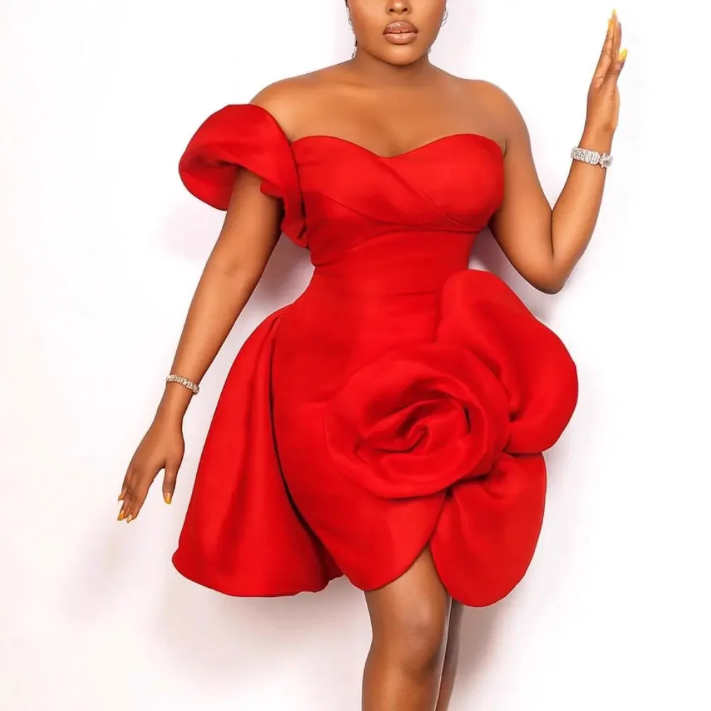 

Сексуальное платье без бретелек по индивидуальному дизайну, асимметричное трехмерное вечернее платье с цветочным принтом и завязкой на талии, женское вечернее платье