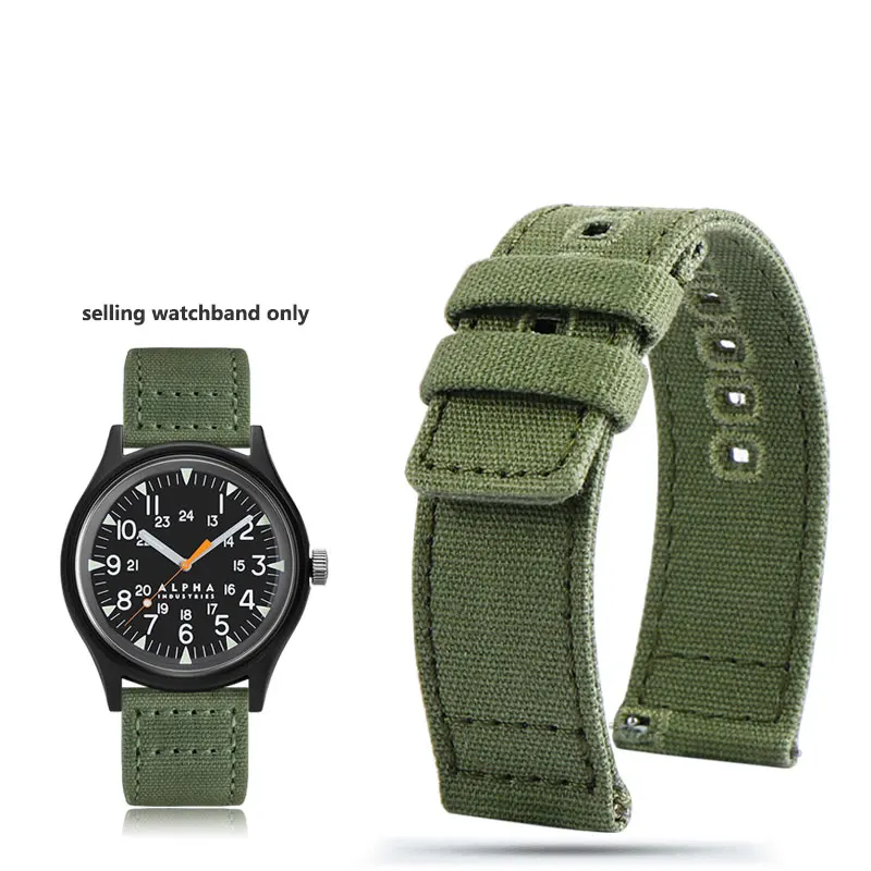 Canvas strap suitable for Hamilton Karki field H70605731 H70605993 Seagull/Seiko/Casio nylon bracelet 20mm 22mm