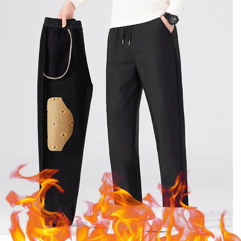 الرجال سميكة الدافئة بانت صوف مبطن سراويل شتوية رجل فضفاض ركض عادية الرباط السراويل في الهواء الطلق السراويل الترنك السراويل المقاومة للماء #1