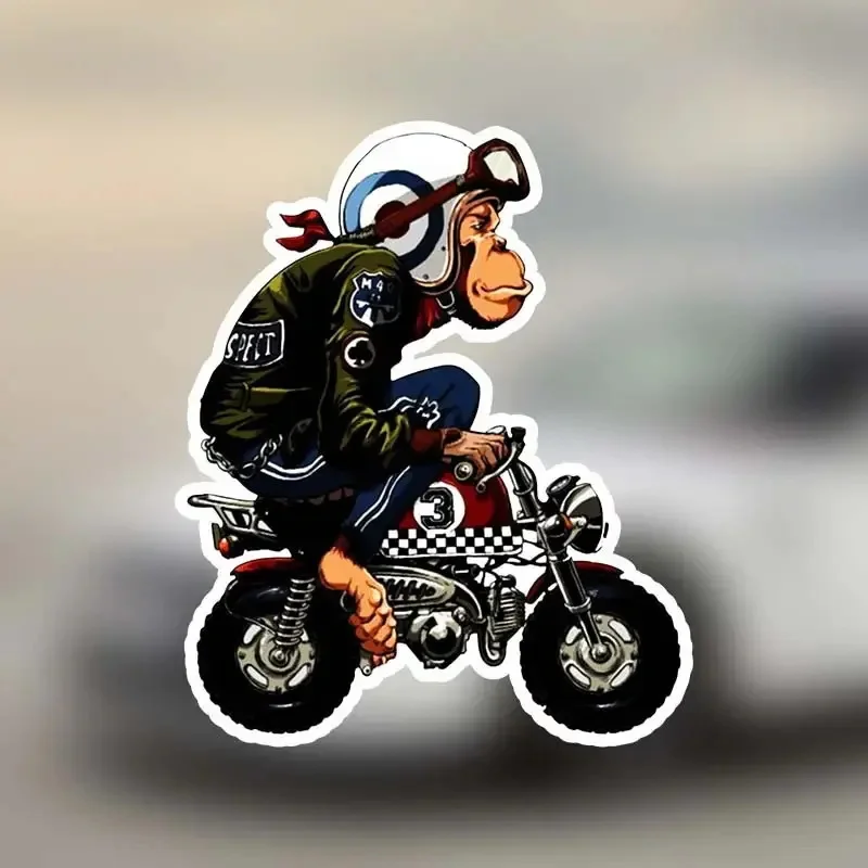 

Monkey on Motorcycle Self-Adhesive Vinyl Decal, Used for Car Windows, Bumper, Laptops, Waterproof Exterior Car Accessories