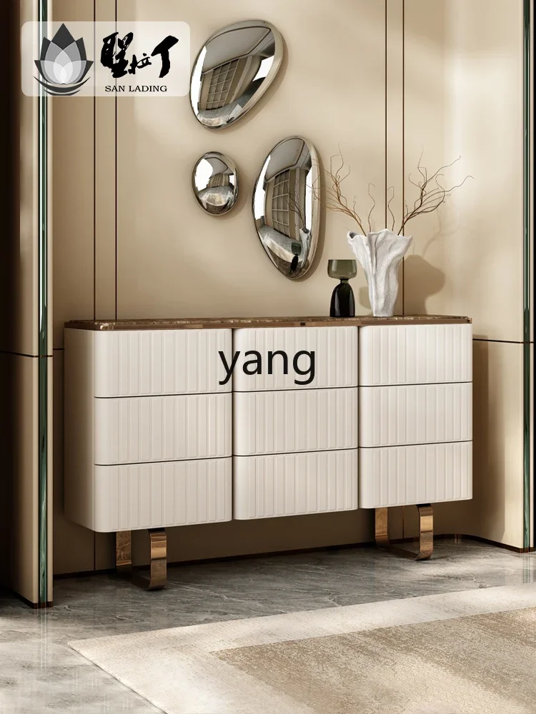 Yjq Minimalist Marble Nine-Drawer Cabinet Bedroom Tailstock Storage Light Luxury Solid Wood Bucket Sideboard Cabinet