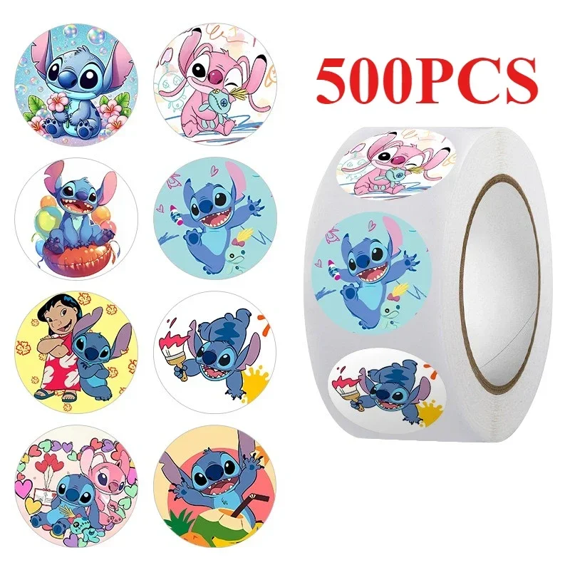 

500 шт./рулон, милые наклейки Disney Stitch, водостойкие граффити, декоративные наклейки для багажа, чашки для ноутбука, телефона, дневника, детская наклейка, игрушка