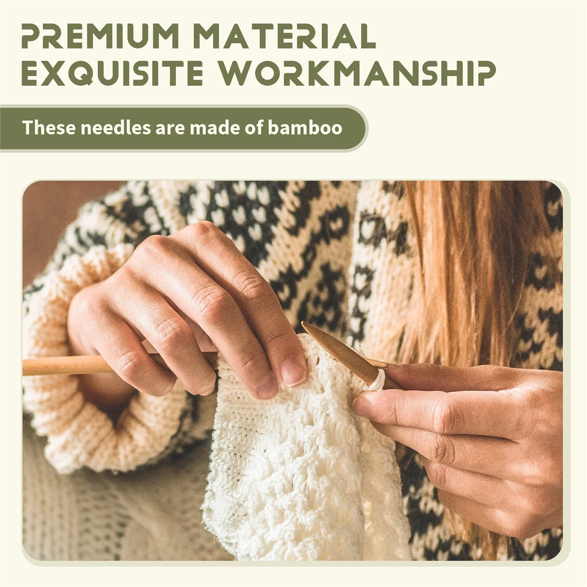 ABNH Bambus-Rundstricknadel-Set, übergroße Rundstricknadeln, Jumbo-Nadeln für klobiges Garn, US-Größe 19, 35, 50