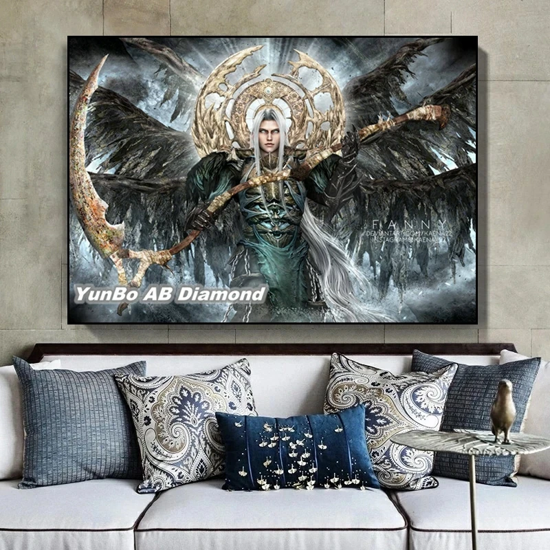 Final Fantasy Sephiroth DIY AB diamentowe malowanie gra animowana Rhinestone Hobby haft Cross Stitch Home Decor prezent dla dzieci