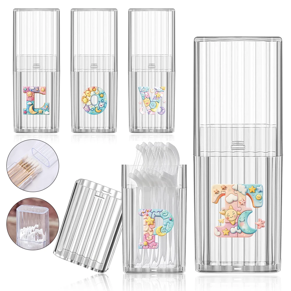 

Portable Dental Floss Box Holder Household Cotton Swab Case Dustproof Toothpick Saw Puzzle Initial Name 26 Letters Pattern