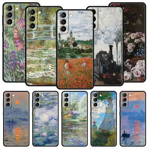 Claude Monet Impressionism Painter Phone Case For Samsung Galaxy S25 S24 S23 FE S22 Ultra S20 S21 5G S10 Plus S10E Black Cover