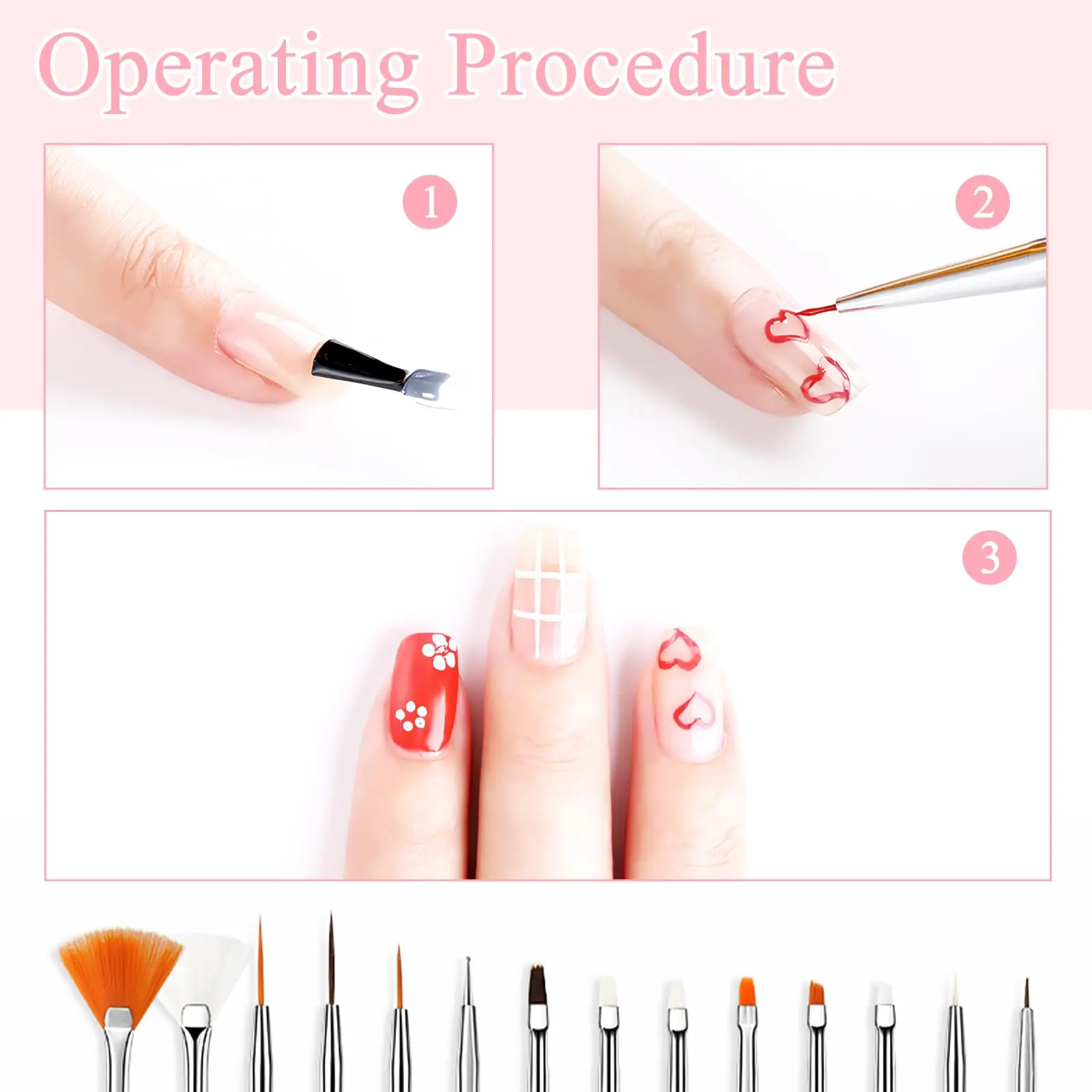 15-teiliges Nail-Art-Pinselset Multifunktionale Liner-Pinsel Detailpinsel und Reinigungswerkzeuge Geeignet für Gel-Nagellack und DIY – Detail 4